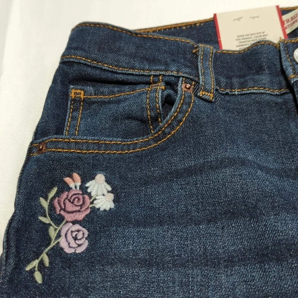 Levi's 10R Blue Straight Leg Kids Jeans with Floral Embroidery NEW WITH TAGS!!
